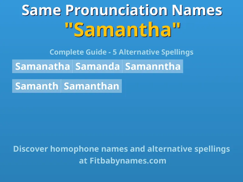 Infographic: Samantha same pronunciation names, similar names, and homophone names
