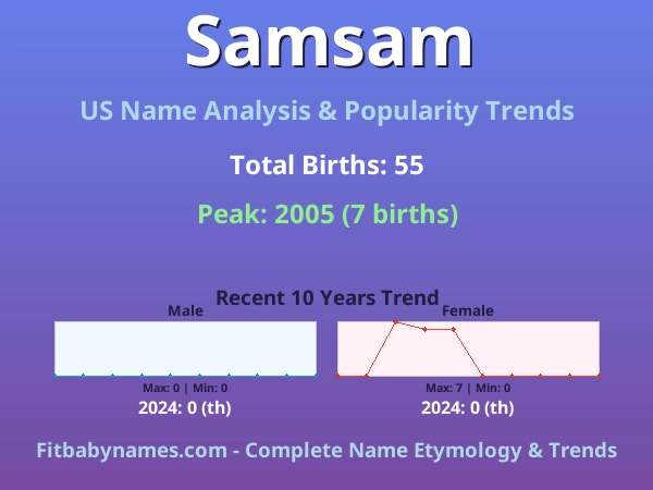 Infographic: Samsam name meaning, origin, and popularity trends in the United States (US baby name analysis chart)