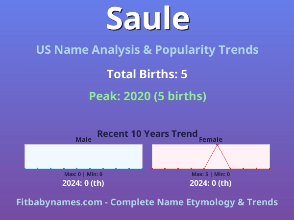Infographic: Saule name meaning, origin, and popularity trends in the United States (US baby name analysis chart)