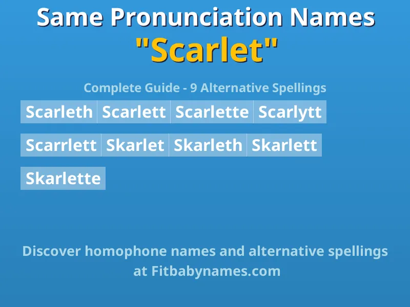 Infographic: Scarlet same pronunciation names, similar names, and homophone names