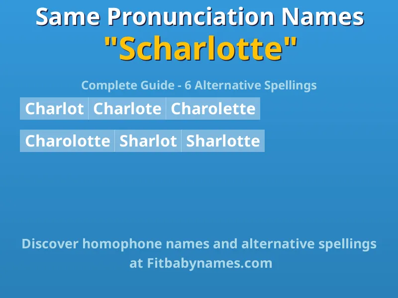 Infographic: Scharlotte same pronunciation names, similar names, and homophone names