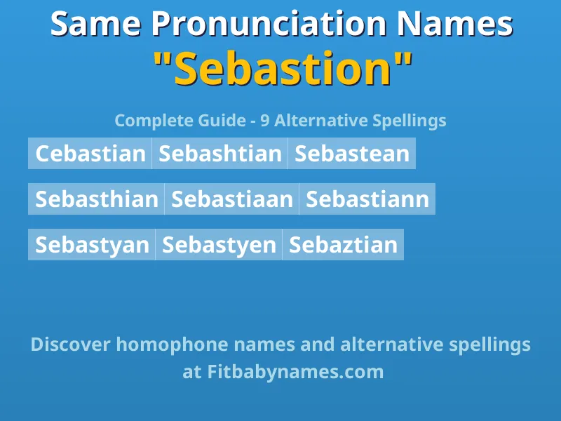 Infographic: Sebastion same pronunciation names, similar names, and homophone names