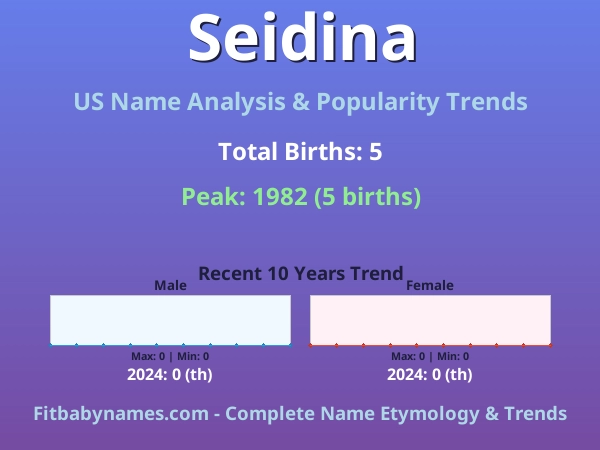 Infographic: Seidina name meaning, origin, and popularity trends in the United States (US baby name analysis chart)