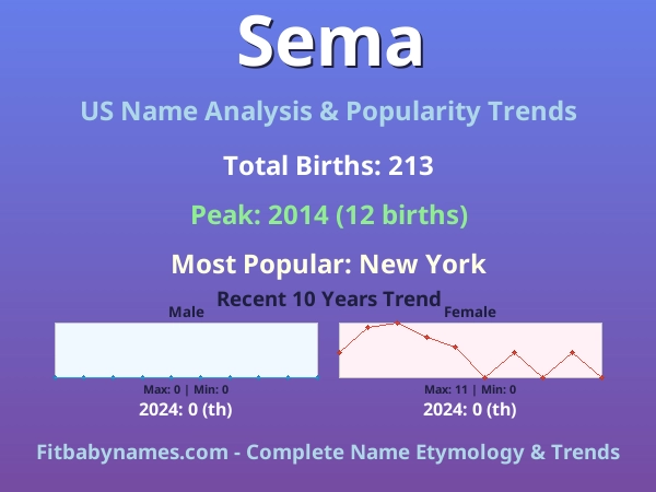 Infographic: Sema name meaning, origin, and popularity trends in the United States (US baby name analysis chart)