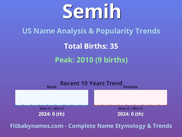 Infographic: Semih name meaning, origin, and popularity trends in the United States (US baby name analysis chart)