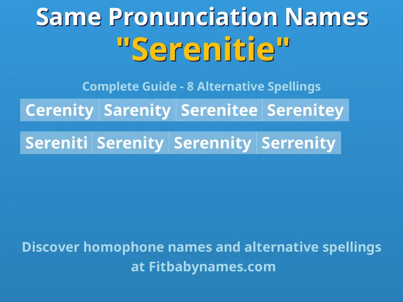 Infographic: Serenitie same pronunciation names, similar names, and homophone names