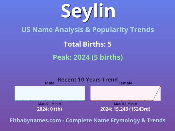 Infographic: Seylin name meaning, origin, and popularity trends in the United States (US baby name analysis chart)