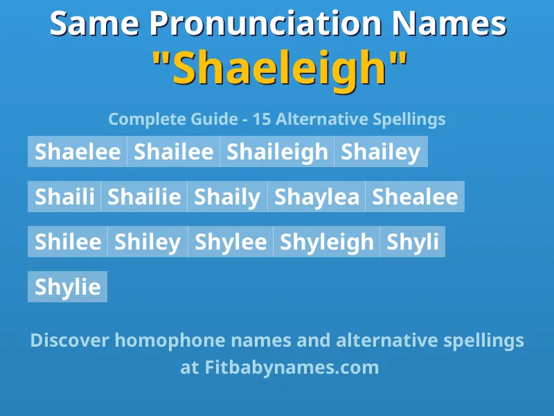 Infographic: Shaeleigh same pronunciation names, similar names, and homophone names