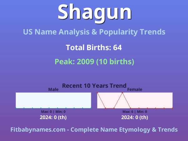 Infographic: Shagun name meaning, origin, and popularity trends in the United States (US baby name analysis chart)