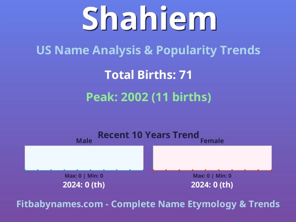 Infographic: Shahiem name meaning, origin, and popularity trends in the United States (US baby name analysis chart)