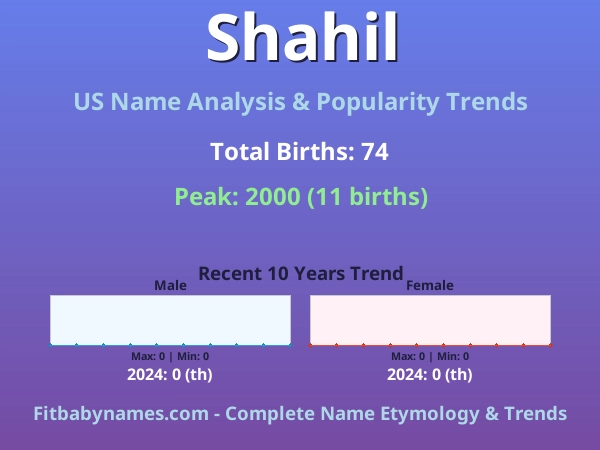 Infographic: Shahil name meaning, origin, and popularity trends in the United States (US baby name analysis chart)