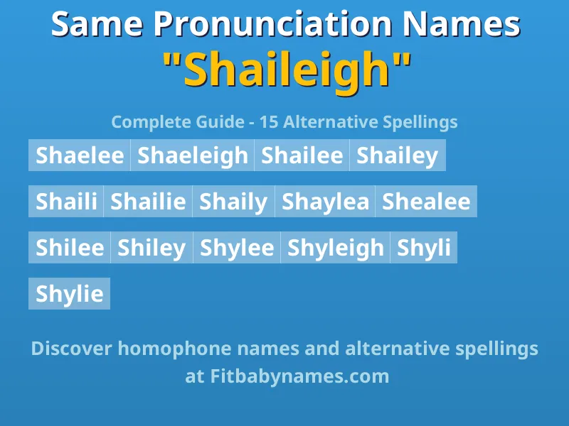 Infographic: Shaileigh same pronunciation names, similar names, and homophone names