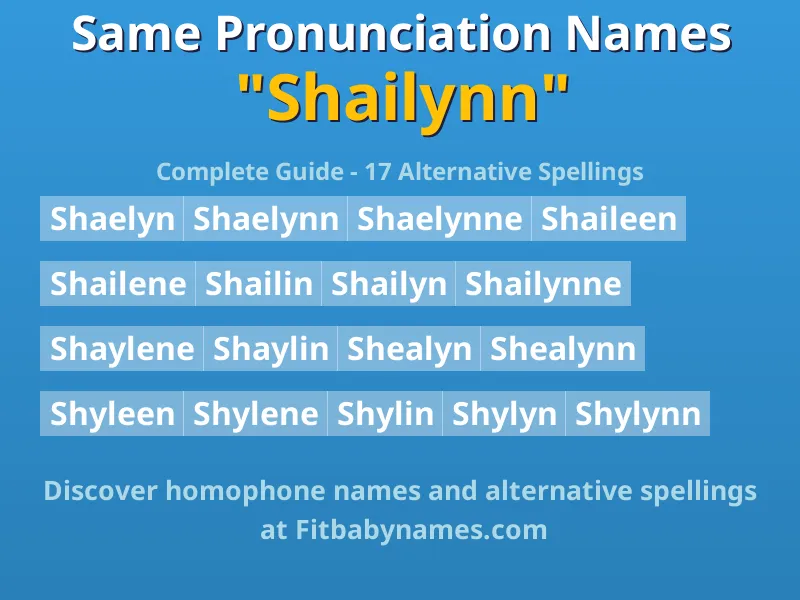 Infographic: Shailynn same pronunciation names, similar names, and homophone names