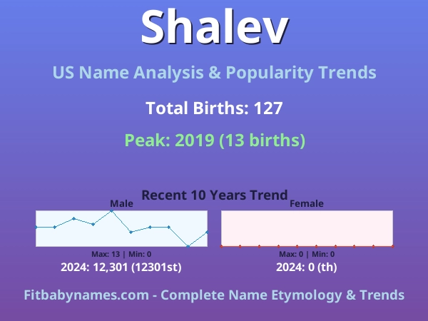 Infographic: Shalev name meaning, origin, and popularity trends in the United States (US baby name analysis chart)