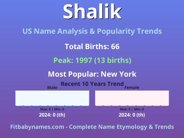 Infographic: Shalik name meaning, origin, and popularity trends in the United States (US baby name analysis chart)