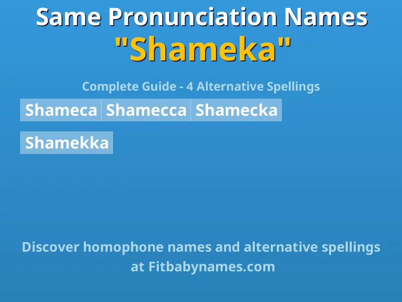 Infographic: Shameka same pronunciation names, similar names, and homophone names