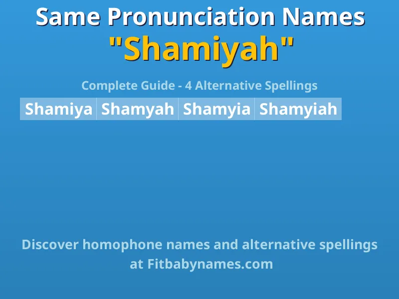 Infographic: Shamiyah same pronunciation names, similar names, and homophone names