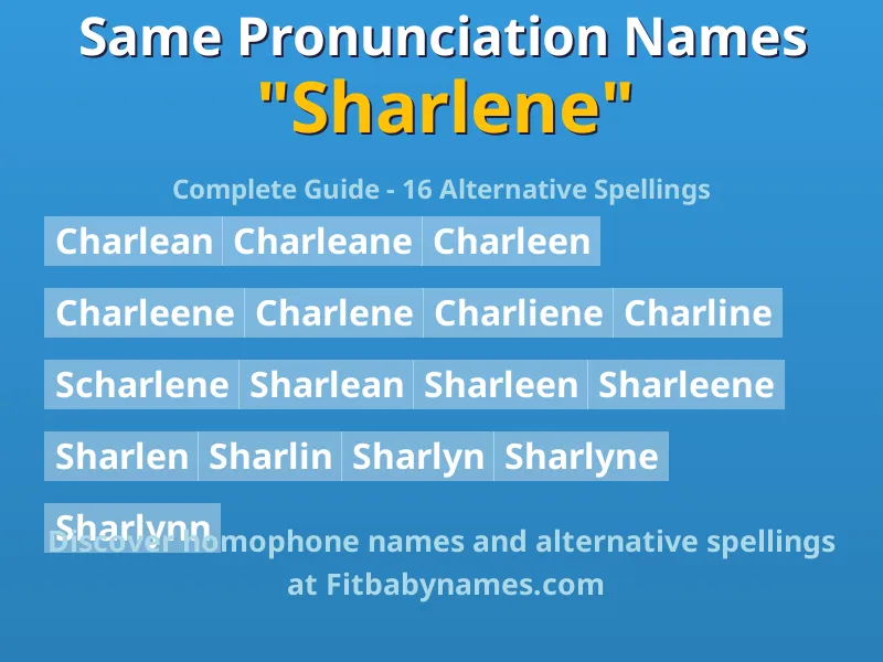 Infographic: Sharlene same pronunciation names, similar names, and homophone names