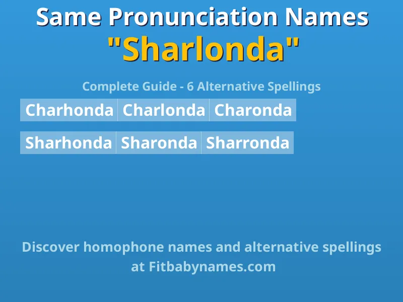 Infographic: Sharlonda same pronunciation names, similar names, and homophone names