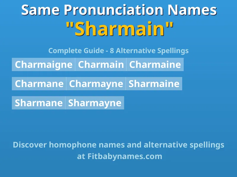 Infographic: Sharmain same pronunciation names, similar names, and homophone names