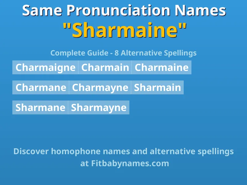 Infographic: Sharmaine same pronunciation names, similar names, and homophone names