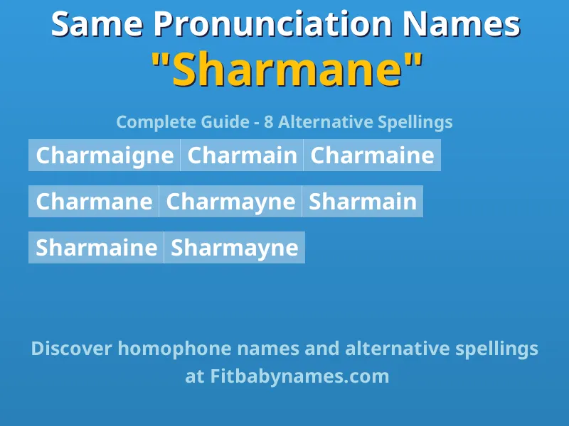 Infographic: Sharmane same pronunciation names, similar names, and homophone names
