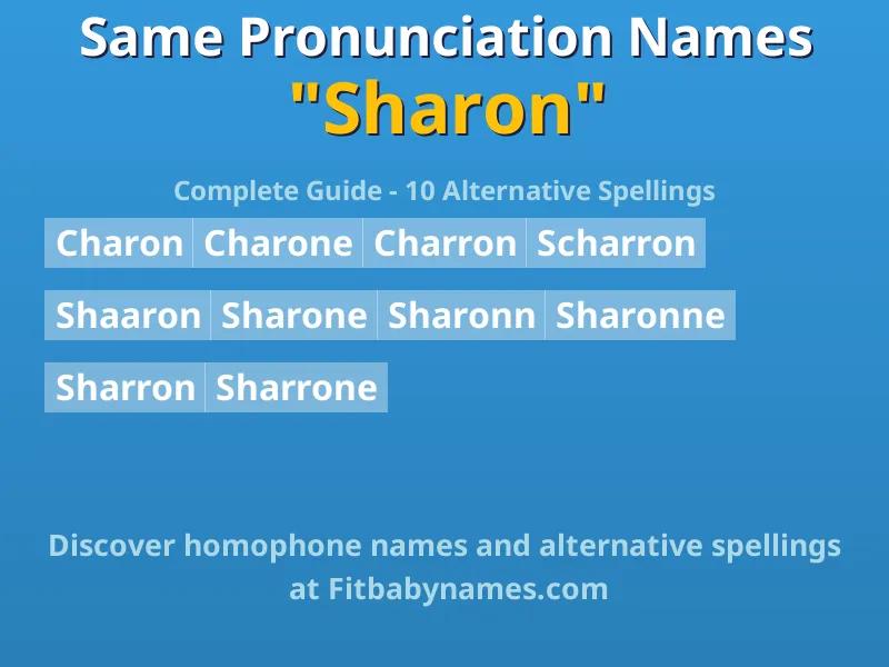 Infographic: Sharon same pronunciation names, similar names, and homophone names