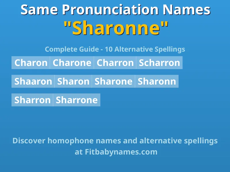 Infographic: Sharonne same pronunciation names, similar names, and homophone names