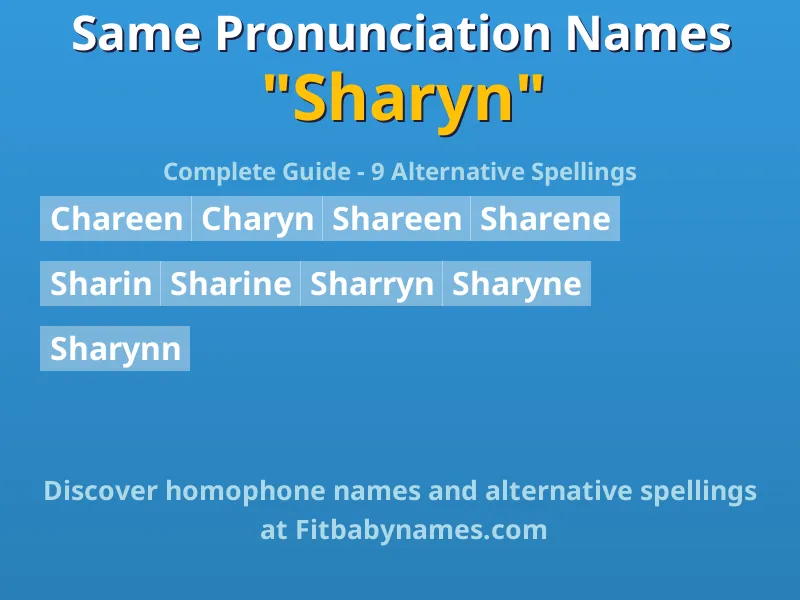 Infographic: Sharyn same pronunciation names, similar names, and homophone names