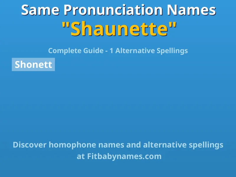 Infographic: Shaunette same pronunciation names, similar names, and homophone names