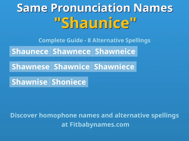 Infographic: Shaunice same pronunciation names, similar names, and homophone names