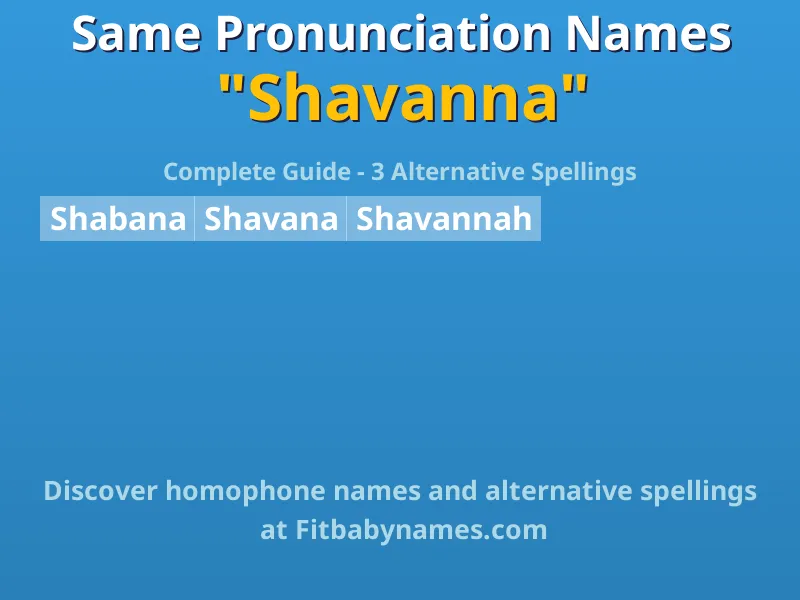 Infographic: Shavanna same pronunciation names, similar names, and homophone names