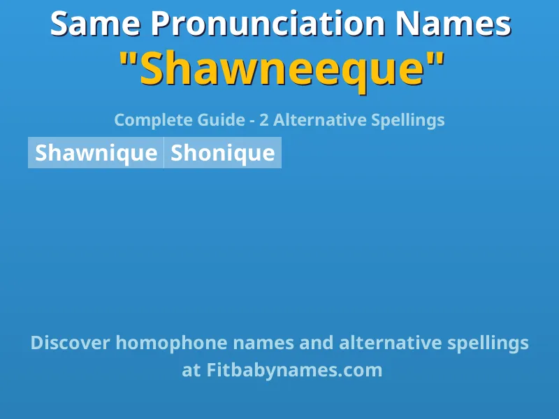 Infographic: Shawneeque same pronunciation names, similar names, and homophone names