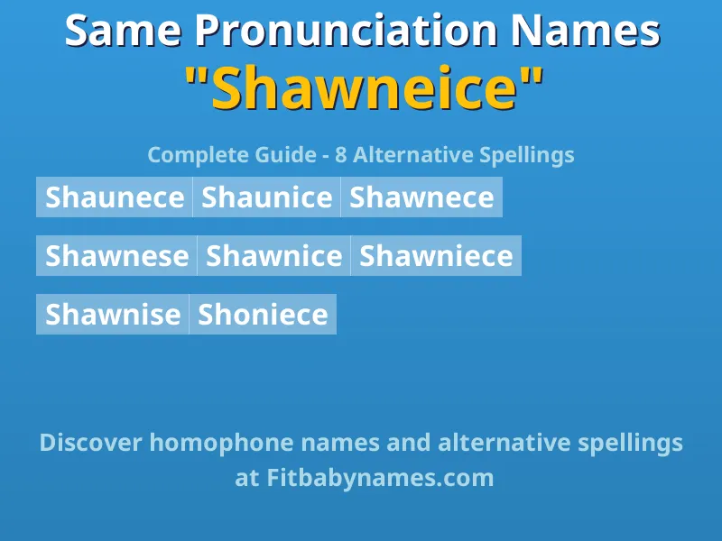 Infographic: Shawneice same pronunciation names, similar names, and homophone names
