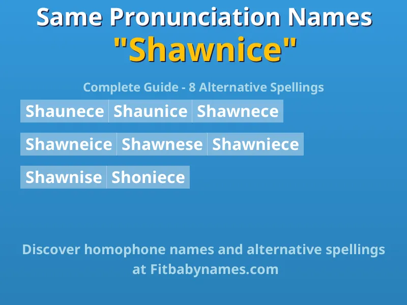 Infographic: Shawnice same pronunciation names, similar names, and homophone names