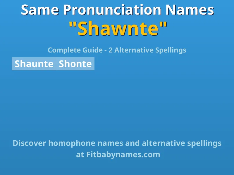 Infographic: Shawnte same pronunciation names, similar names, and homophone names
