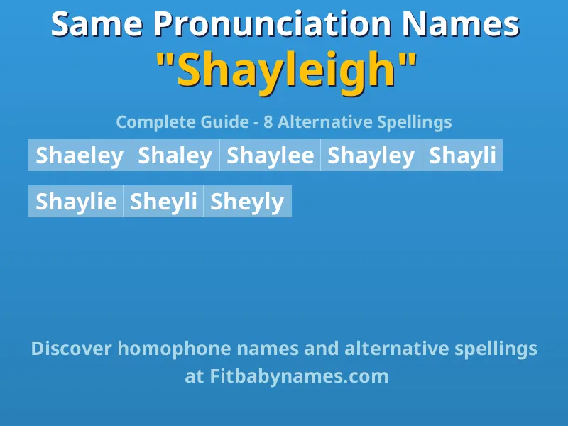 Infographic: Shayleigh same pronunciation names, similar names, and homophone names