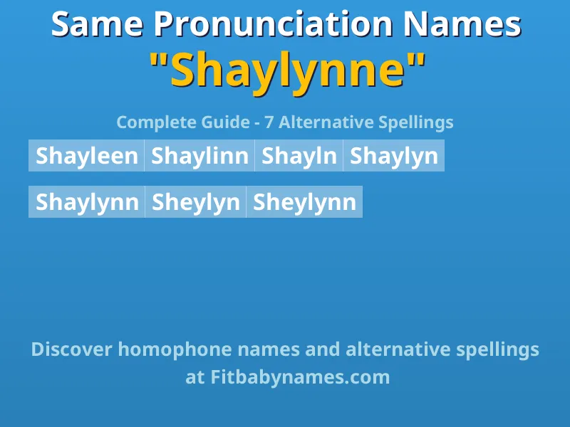Infographic: Shaylynne same pronunciation names, similar names, and homophone names