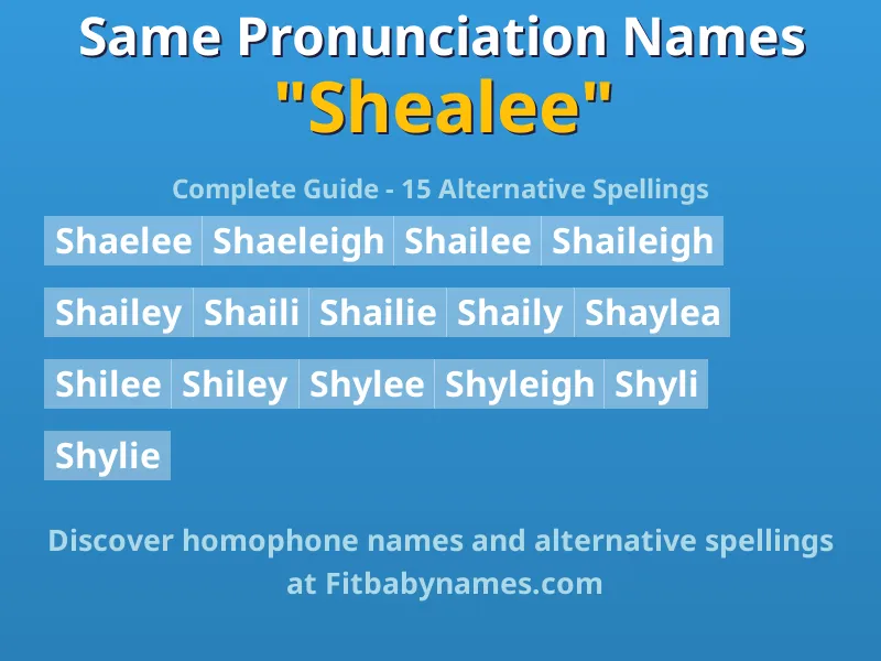 Infographic: Shealee same pronunciation names, similar names, and homophone names
