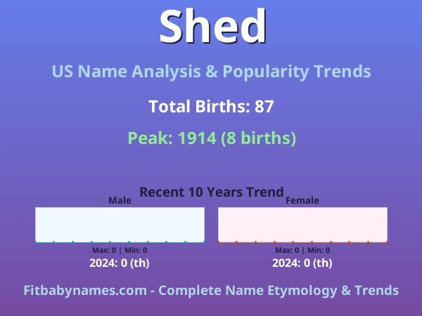 Infographic: Shed name meaning, origin, and popularity trends in the United States (US baby name analysis chart)