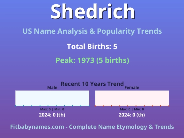 Infographic: Shedrich name meaning, origin, and popularity trends in the United States (US baby name analysis chart)