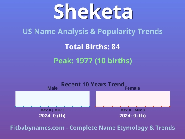 Infographic: Sheketa name meaning, origin, and popularity trends in the United States (US baby name analysis chart)