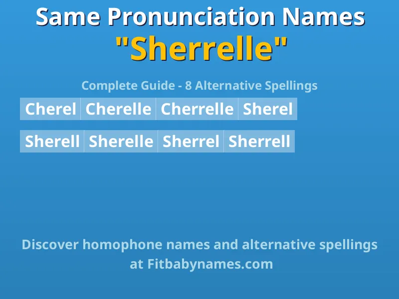 Infographic: Sherrelle same pronunciation names, similar names, and homophone names