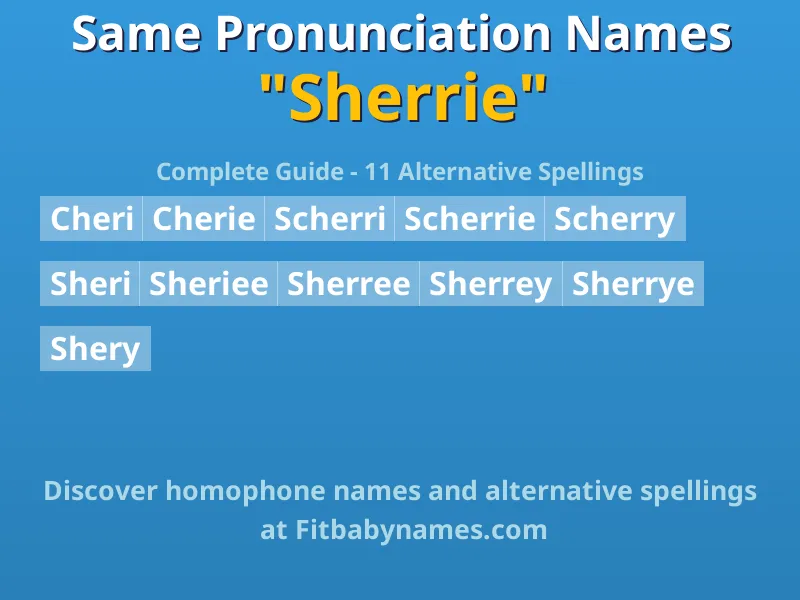 Infographic: Sherrie same pronunciation names, similar names, and homophone names