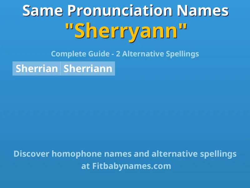 Infographic: Sherryann same pronunciation names, similar names, and homophone names