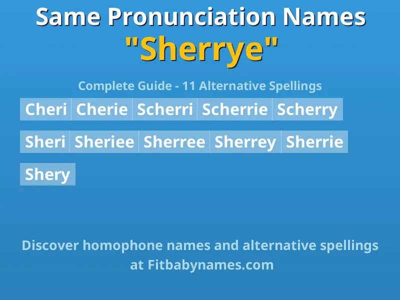 Infographic: Sherrye same pronunciation names, similar names, and homophone names