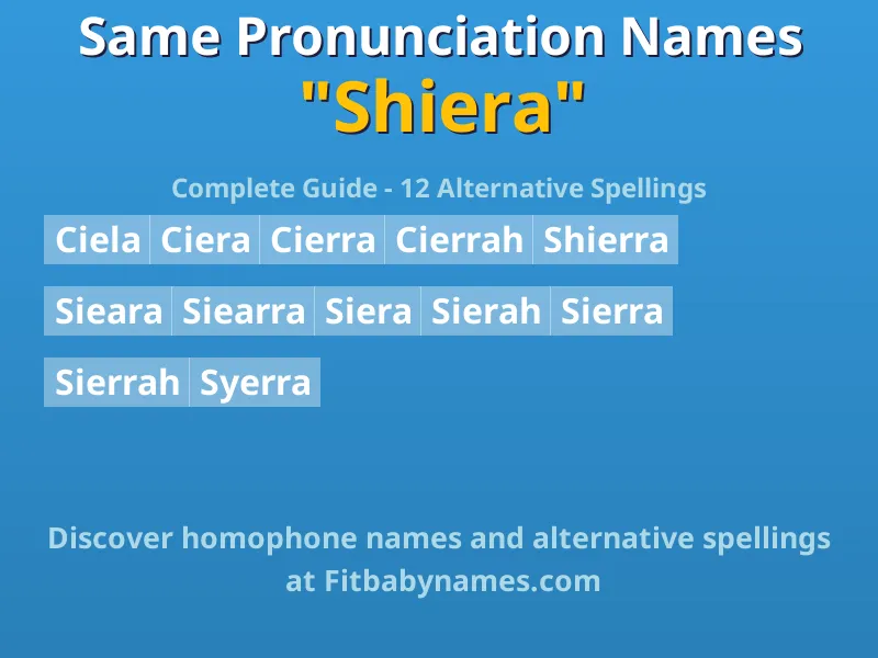 Infographic: Shiera same pronunciation names, similar names, and homophone names