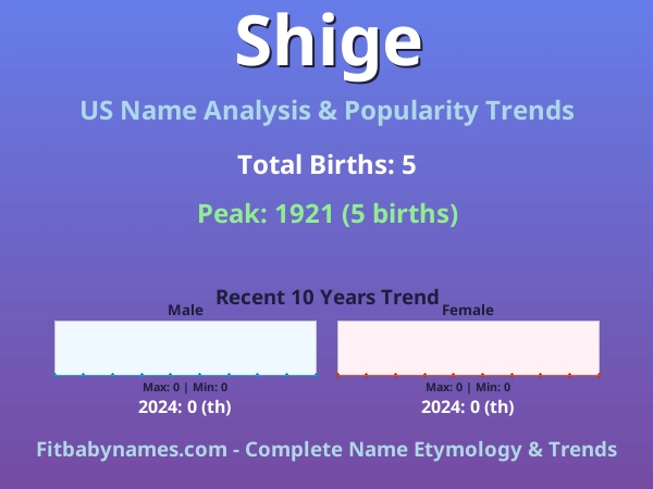 Infographic: Shige name meaning, origin, and popularity trends in the United States (US baby name analysis chart)