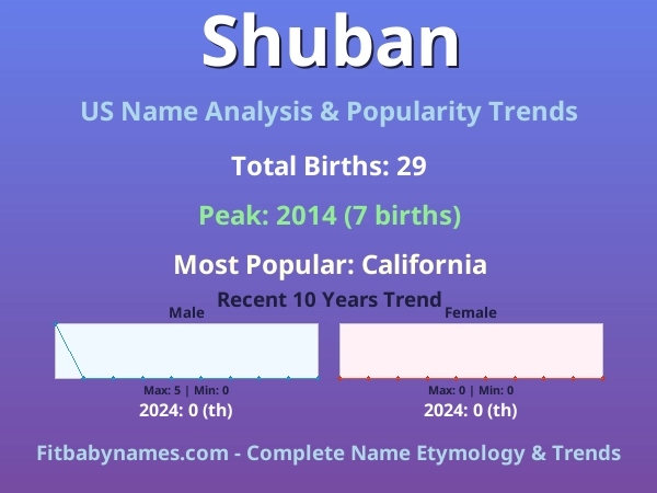 Infographic: Shuban name meaning, origin, and popularity trends in the United States (US baby name analysis chart)