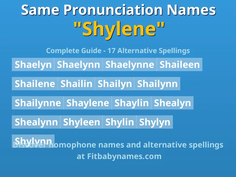 Infographic: Shylene same pronunciation names, similar names, and homophone names